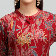 Shravani CC224 Maroon Rayon Printed A Line Kurta