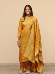 Dark Mustard Embroidered Kurta with Pant & Dupatta Ethnic Wear Suit
