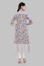 Sohana Off White Jaipuri Cotton Anarkali kurti