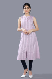 Sopal Light Purple Sleeveless Cotton Kurtis