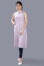 Sopal Light Purple Sleeveless Cotton Kurtis