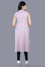 Sopal Light Purple Sleeveless Cotton Kurtis