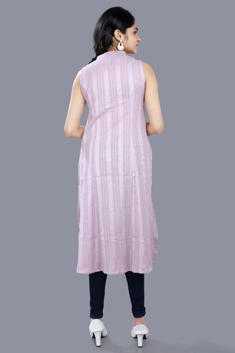 Sopal Light Purple Sleeveless Cotton Kurtis