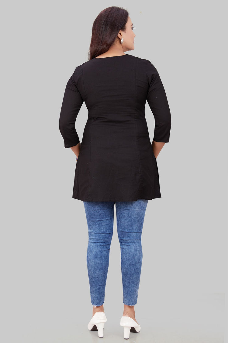 Sophia Black Cotton Short Kurtis