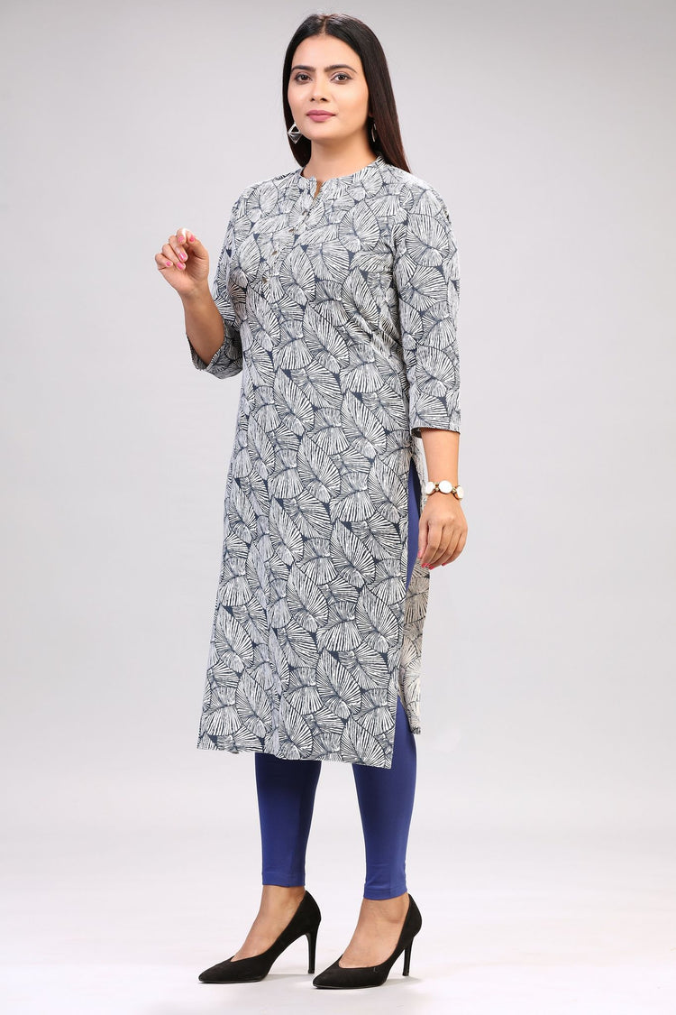 Sophie White & Black Cotton Printed Straight Kurta