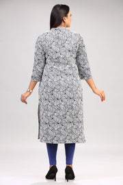 Sophie White & Black Cotton Printed Straight Kurta
