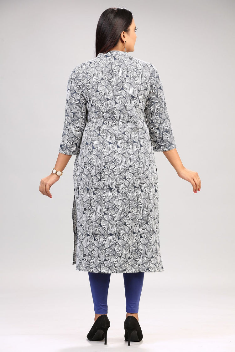 Sophie White & Black Cotton Printed Straight Kurta