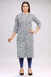 Sophie White & Black Cotton Printed Straight Kurta