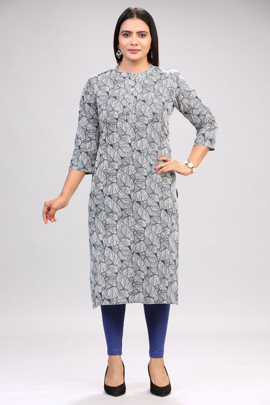 Sophie White & Black Cotton Printed Straight Kurta