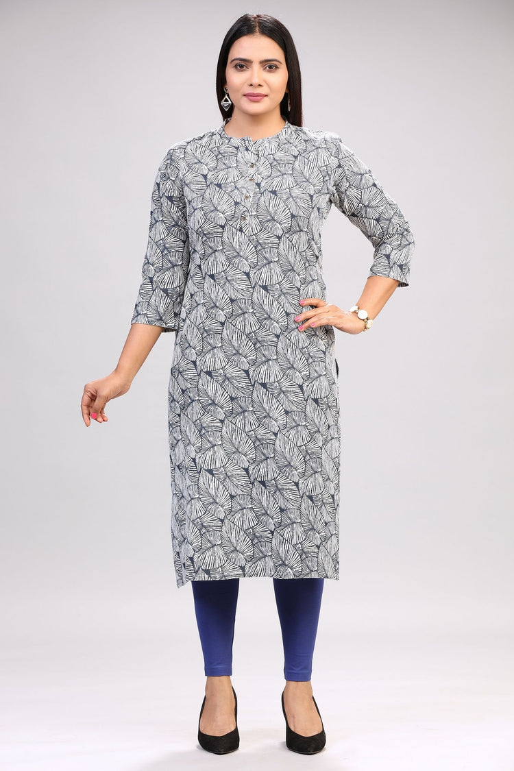 Sophie White & Black Cotton Printed Straight Kurta