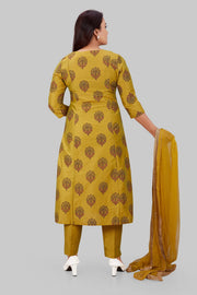 Stella Green Cotton Silk Embroidered Suit Set