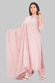 Sultana Pink Rayon Embroidered Suit Set