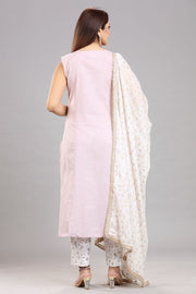 Taarika Light Purple Cotton Embroidered Suit Set