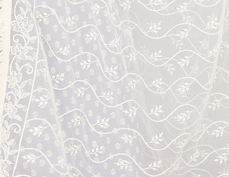 The Kazo Off White Embroidered Dupatta