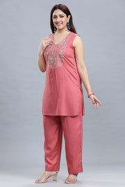 Peach Rayon Straight Kurta Pant Co ord Set Women/ girls