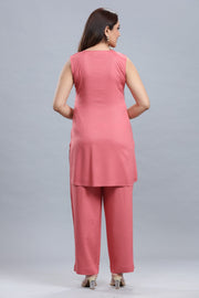 Peach Rayon Straight Kurta Pant Co ord Set Women/ girls