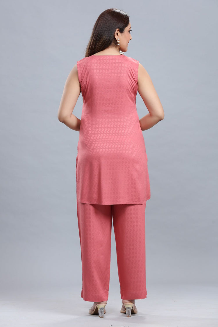 Peach Rayon Straight Kurta Pant Co ord Set Women/ girls