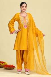 Turmeric Yellow Embroidered Ethnic Suit Set