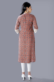 Zaima Maroon Jaipuri Cotton Straight Kurtis