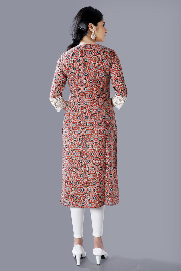 Zaima Maroon Jaipuri Cotton Straight Kurtis