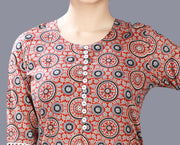 Zaima Maroon Jaipuri Cotton Straight Kurtis