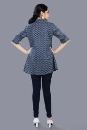 Zeba Navy Blue Cotton Short Kurtis