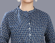 Zeba Navy Blue Cotton Short Kurtis