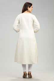 Zenia Off White Flex Cotton A Line Kurta