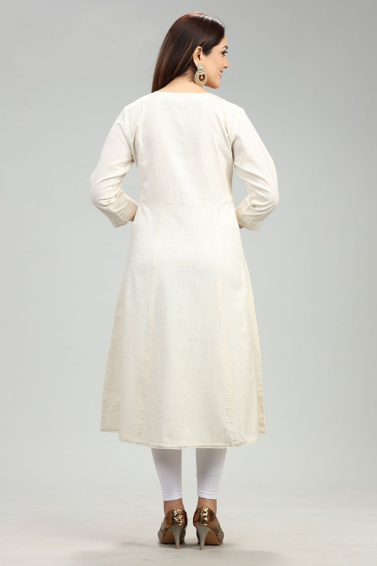 Zenia Off White Flex Cotton A Line Kurta