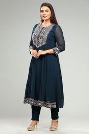Ziyana Navy Blue Georgette Embroidered Suit Set