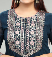 Ziyana Navy Blue Georgette Embroidered Suit Set