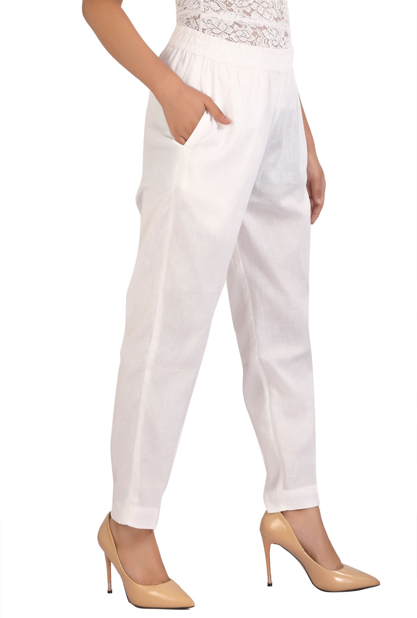 Women's White Cotton Pant