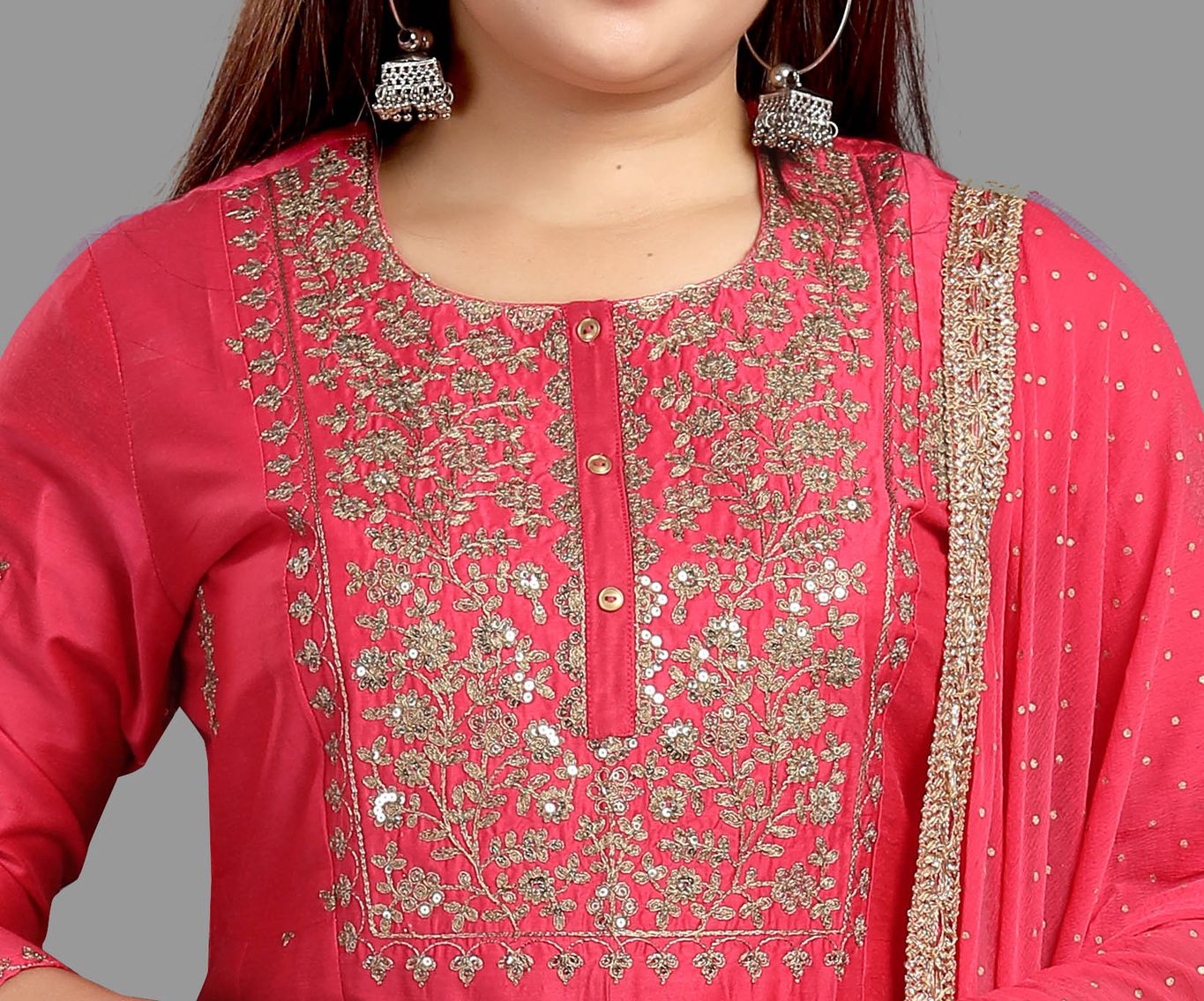 Aatiya Rani Pink Chanderi Cotton Suit Set