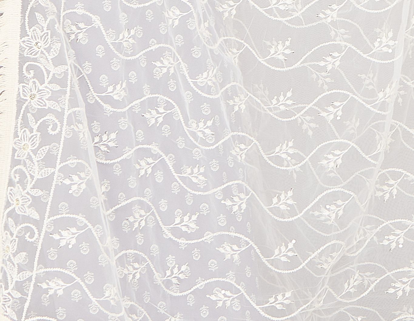 The Kazo Off White Embroidered Dupatta