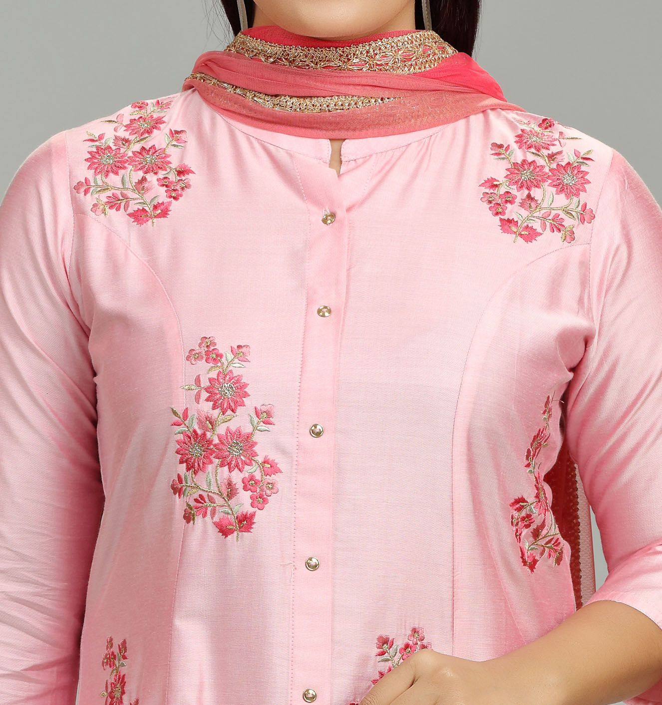 Isbah Pink Cotton Silk Embroidered Suit Set
