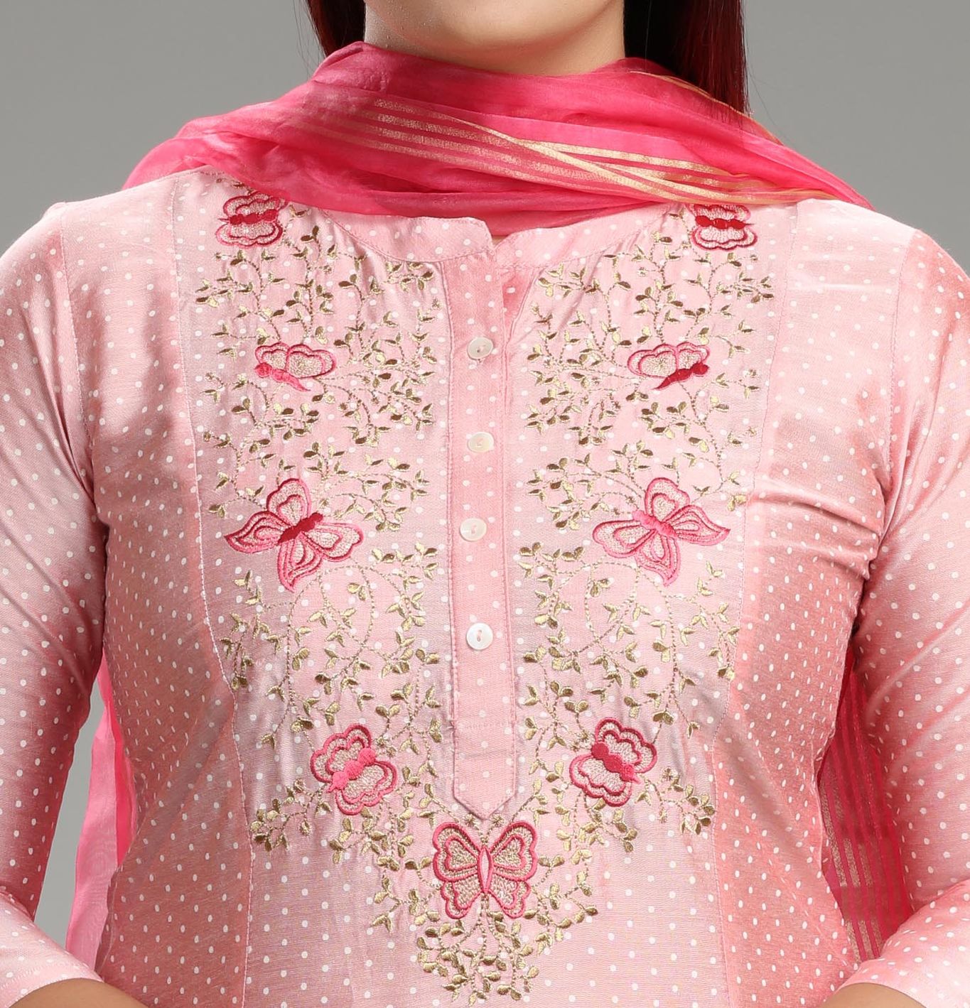 Hasika Light Pink Cotton Silk Embroidered Suit Set