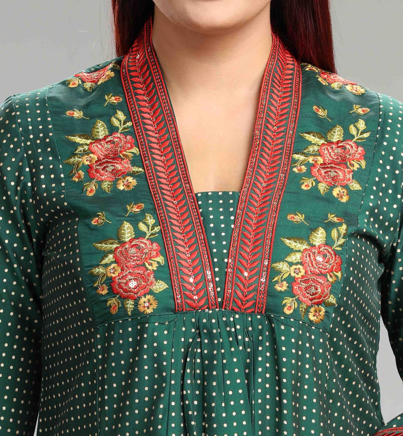 Kanchan- CC4 Green Cotton Silk Embroidered Suit Set