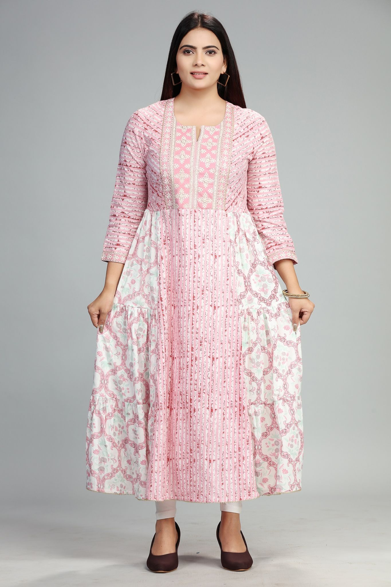 Banhi CC59  Pink Jaipuri Cotton A Line Kurta