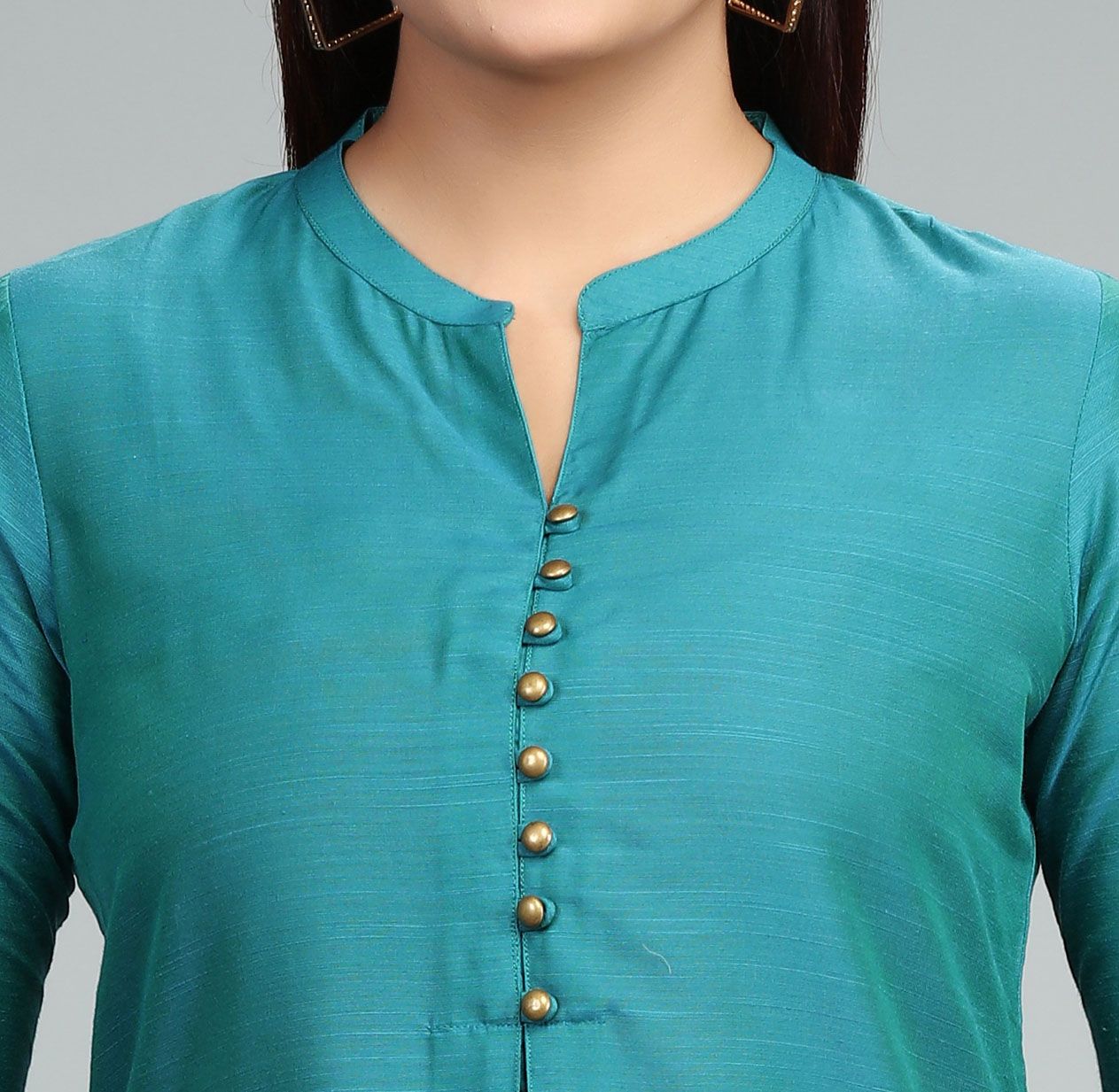 Amanthi Turquoise Cotton Silk Kurta With Pant Set