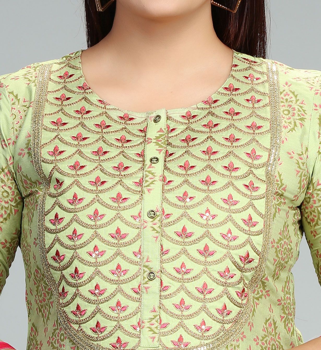 Anaisha Pista Green Cotton Silk Kurta With Pant Set