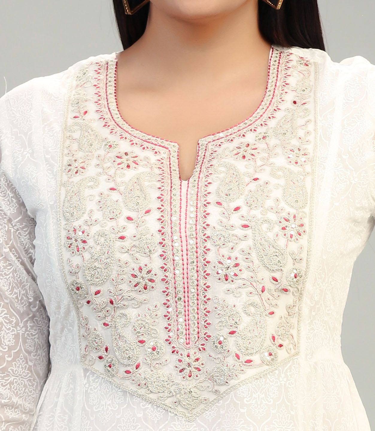 Humera White Cotton Embroidered Suit Set
