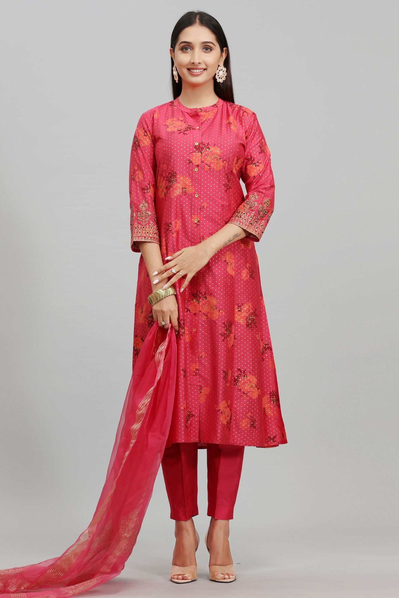 Megha Dark Pink Cotton Silk Suit Set