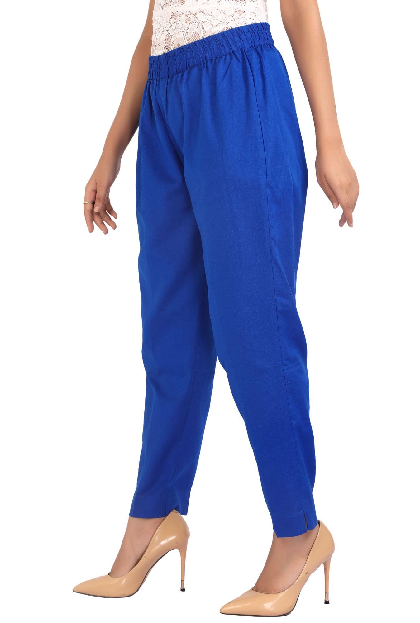 Women's Blue Cotton Pant