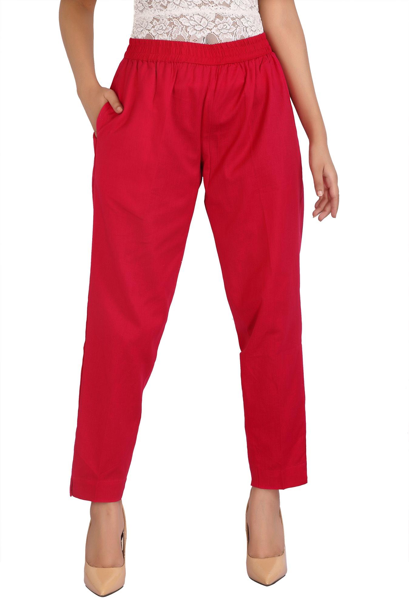 Women's Red Cotton Pant