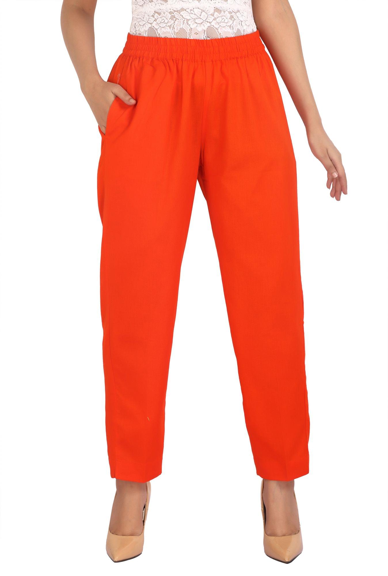 Women's Orange Cotton Pant